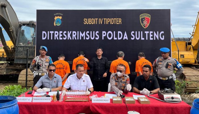 Ditreskrimsus Polda Sulteng Tangkap 4 Pelaku Tambang Ilegal di Palu dan Morut, Total 26 Alat Berat Disita