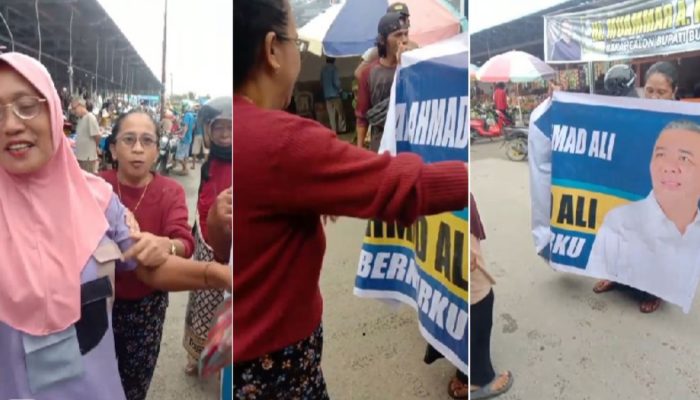 Pedagang Ikan di Leok Berebut Spanduk Ahmad Ali, Koordinator Relawan Sebut 3 Kecamatan Belum Terisi