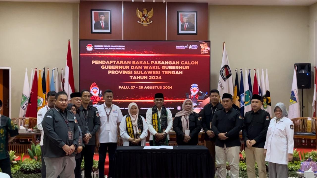 Pilkada 2024, Anwar Hafid dan Reny Lamadjido Jadi Pasangan Terakhir Mendaftar di KPU Sulteng