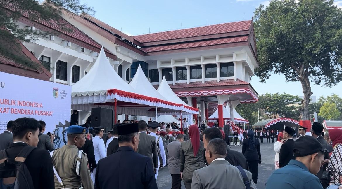 Suasana Terkini Sebelum Upacara HUT RI Ke-79 di Kantor Wali Kota Palu