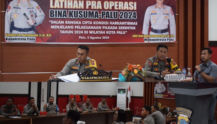 Jelang Pilkada, Polresta Palu Gelar Latihan Pra Operasi Bina Kusuma 2024