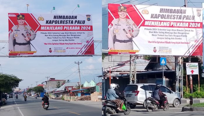 Billboard Imbauan Kapolresta Palu Terpasang di 8 Lokasi Strategis, Upaya Sukseskan Pilkada 2024