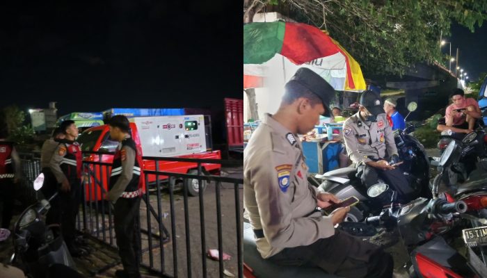 Sejumlah Personel Gabungan Polda Sulteng Kawal Ketat Hiburan Rakyat Anwar Hafid dan Reny Lamadjido di Jembatan Lalove Palu