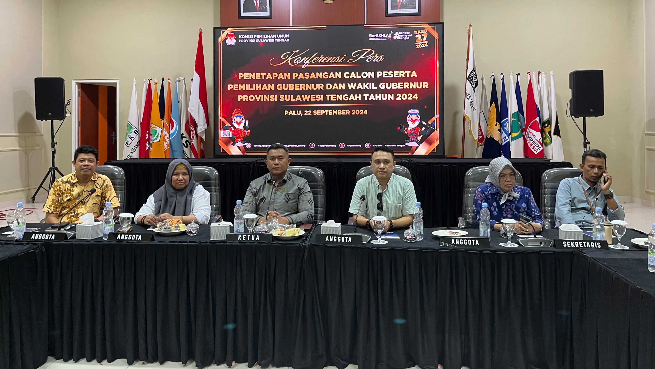 KPU Sulteng Tetapkan Anwar Hafid dan Reny Lamadjido sebagai Paslon Pilkada 2024