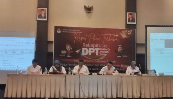 KPU Resmi Tetapkan DPT Pilkada Sulteng 2024, Pemilih Paling Sedikit di Kabupaten Ini