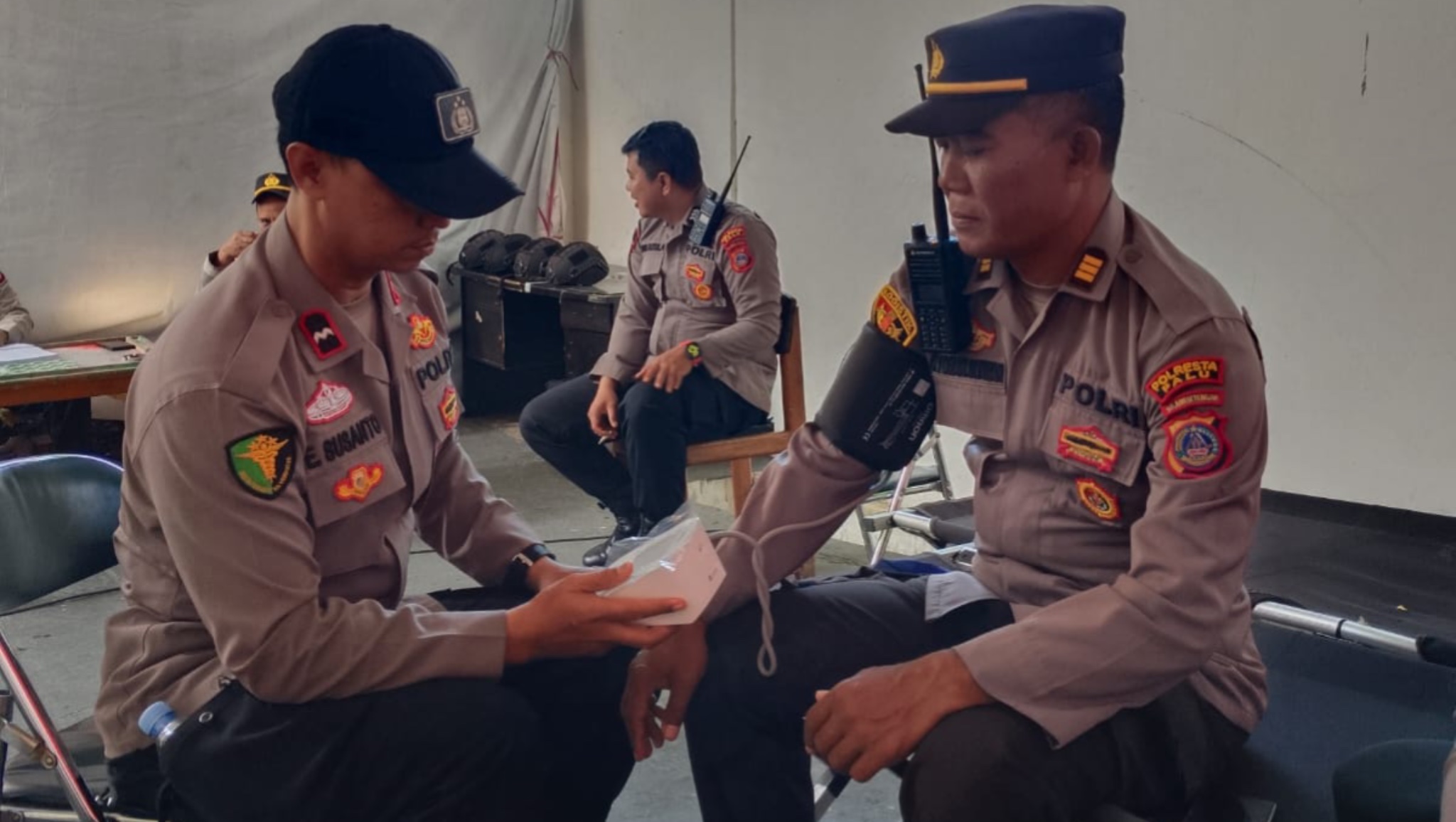 Satgas Banops Polresta Palu Cek Kesehatan Personel OMP Pilkada 2024