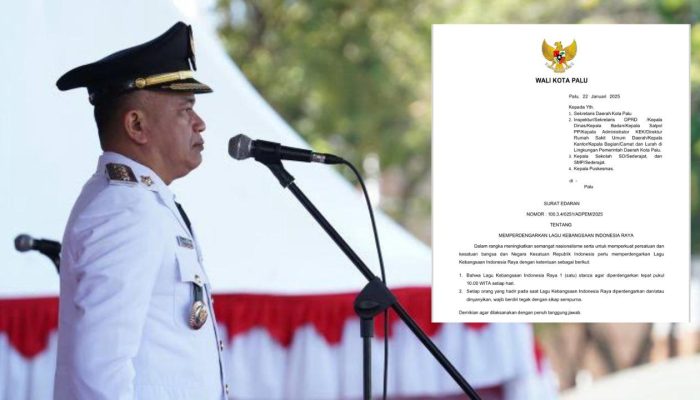 Wali Kota Palu Keluarkan Surat Edaran Pemutaran Lagu Kebangsaan Indonesia Raya Setiap Hari