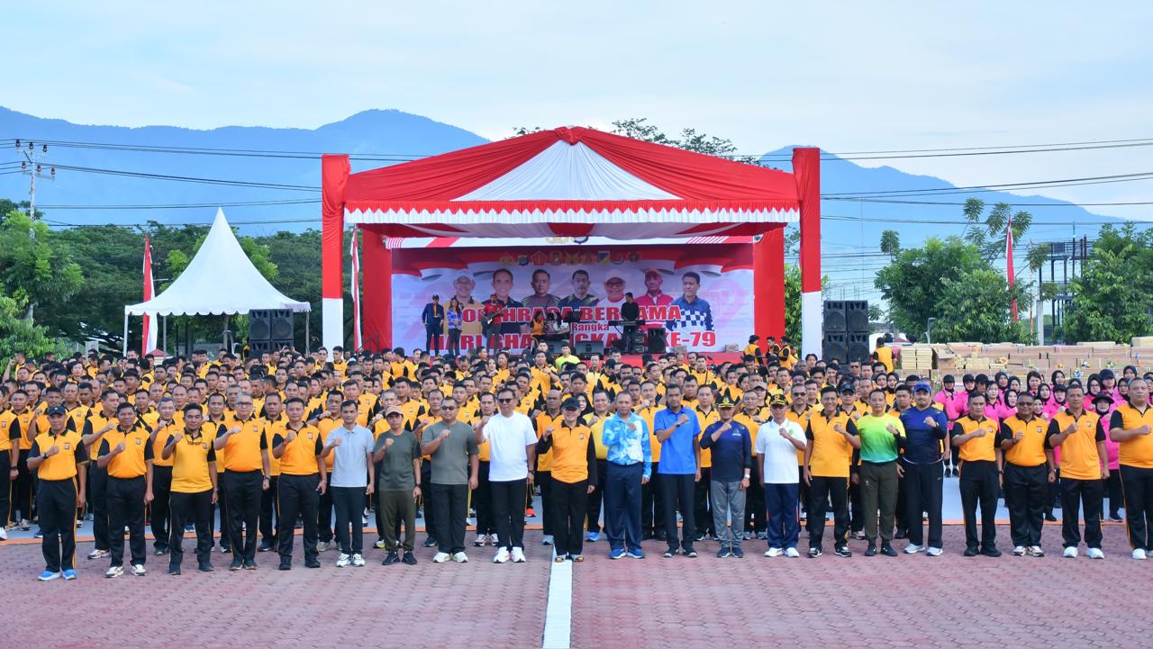 Polda Sulteng Gelar Olahraga Bersama Jelang HUT Bhayangkara ke-79, Berhadiah Paket Umrah Gratis