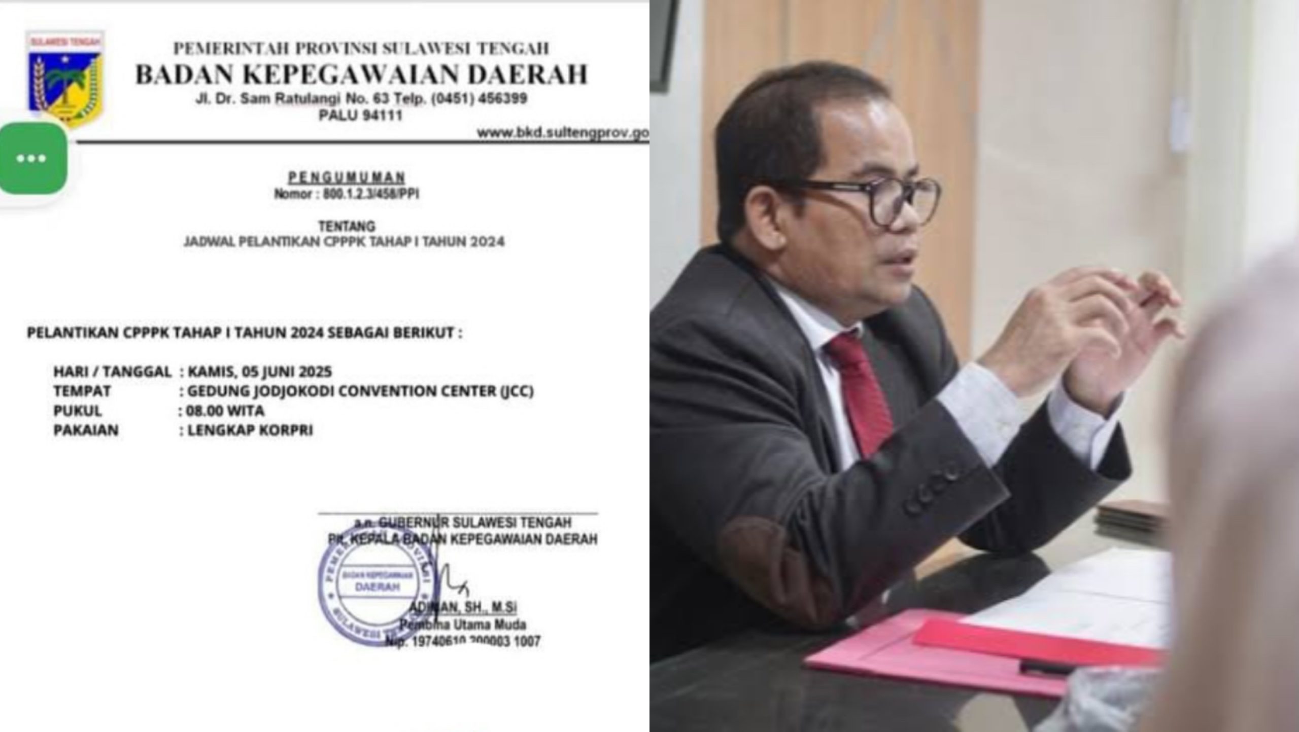 Plt Kepala BKD Angkat Bicara soal Jadwal Pelantikan PPPK Sulteng Tahap I Tahun 2024 Ramai Beredar di Media Sosial