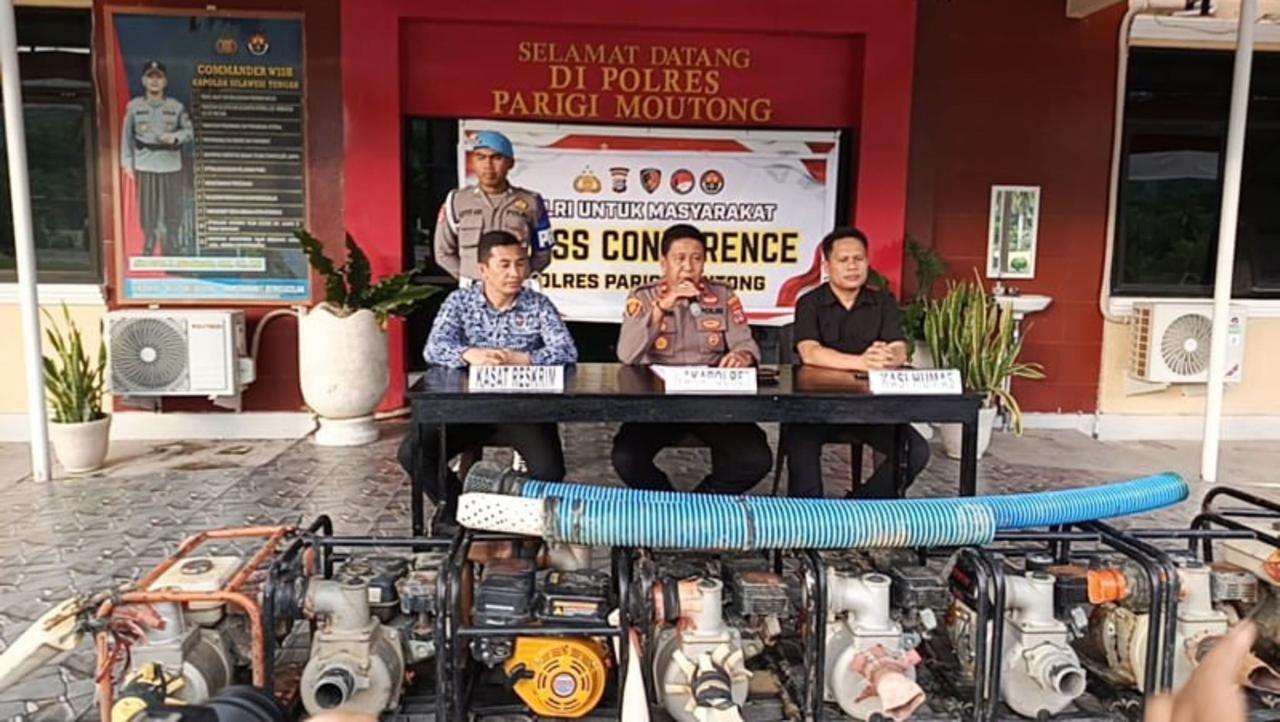 Dua Penambang Emas Ilegal di Parigi Moutong Ditangkap, Polisi Sita 8 Mesin Alkon