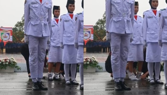 Stoking Anggota Paskibraka Morowali Melorot saat Upacara HUT ke-80 Republik Indonesia