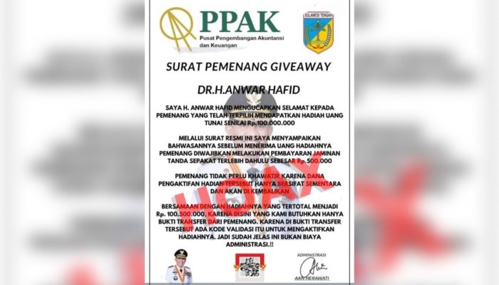 Hati-hati Modus Penipuan Giveaway Berhadiah Rp100 Juta Catut Nama Gubernur Anwar Hafid