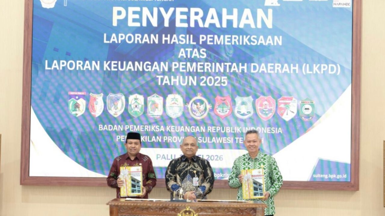 BPK Sulteng Serahkan LHP LKPD 2025, 11 Daerah Raih WTP