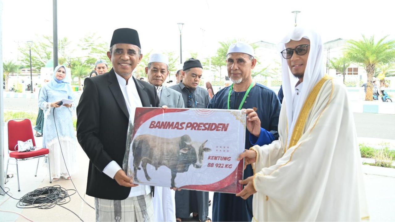 Anwar Hafid Serahkan 'Si Kentung' Sapi Kurban Bantuan Presiden Berbobot 922 Kg untuk Masyarakat Sulteng