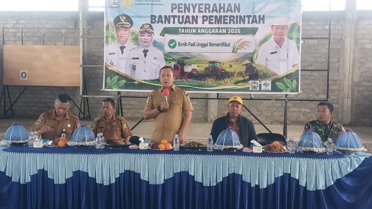 Bupati Morowali Salurkan Benih Padi Unggul untuk Petani Lembo Makmur, Perkuat Produktivitas Petani dan Ketahanan Pangan