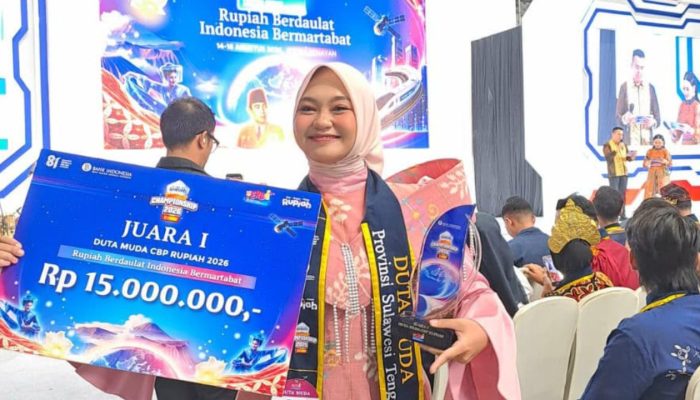 Perwakilan Bank Indonesia Sulteng Raih Juara 1 Nasional Duta Muda CBP Rupiah 2026
