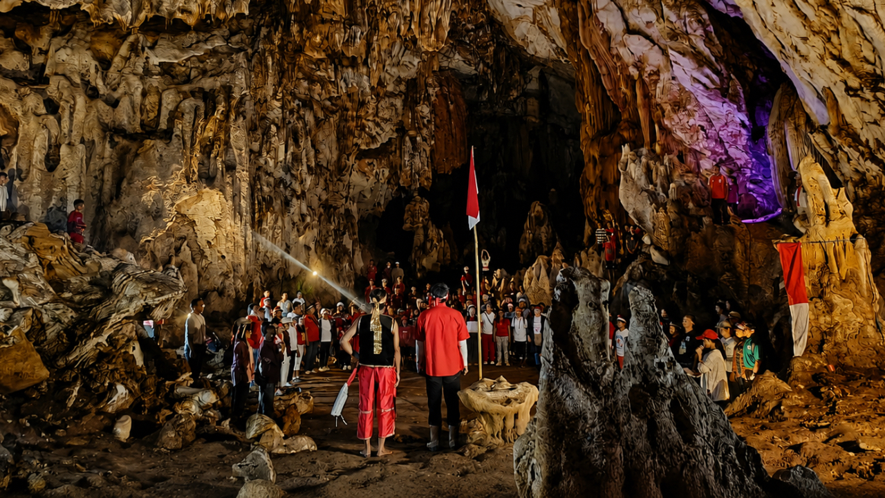 Di Gua Tamanoa Warga Wawopada Kibarkan Merah Putih