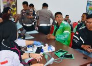 Peringati Hari Lalu Lintas ke-71, Ojol Palu Ikut Donor Darah di Polda Sulteng